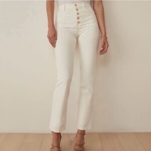 Reformation Cynthia Gold Button | High Rise Straight Jeans | 100% Cotton